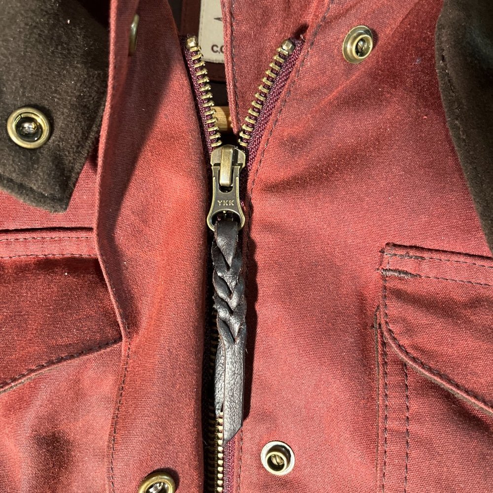 Womens Moorcroft Jacket + Hood SMALL Red Burgundy Outerwear Chore Wax Canvas NEW - Picture 6 of 16